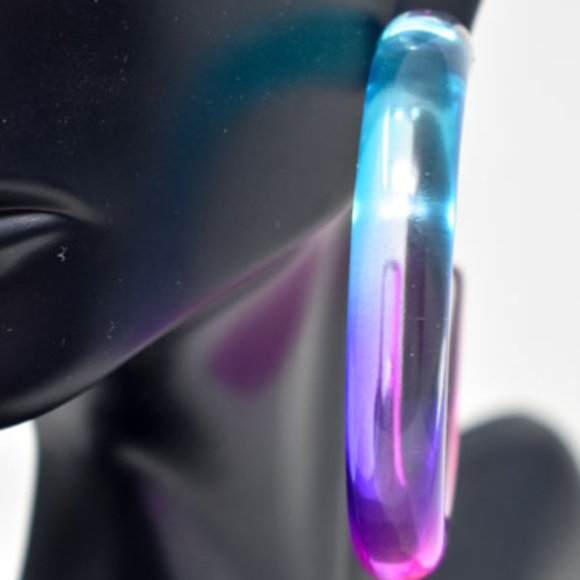 2.25" BLUE, PURPLE, PINK OMBRE TRANSLUCENT HOOPS - Picture 8 of 12